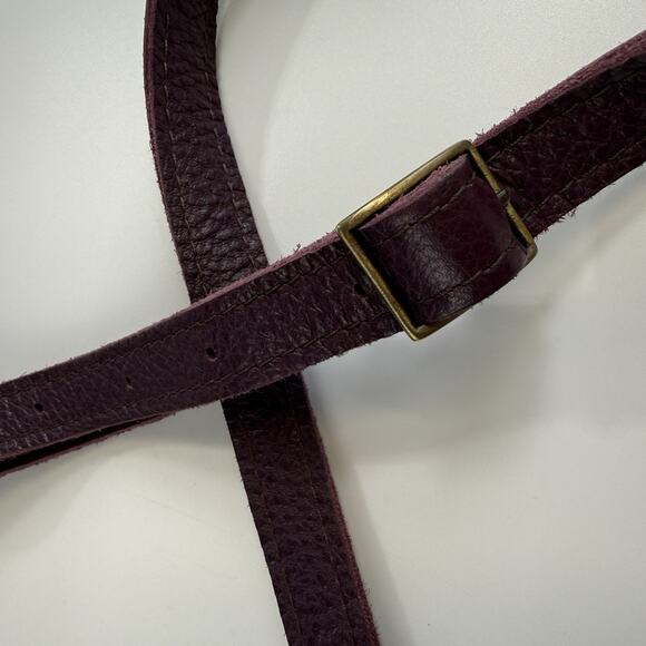 Portland Leather Goods Bucket Bag Purse Crossbody Plum Wine Color Drawstring - Picture 11 of 16